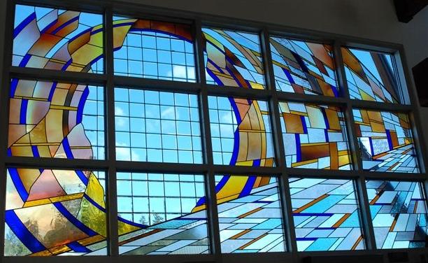 Stained glass window at Skagit Station